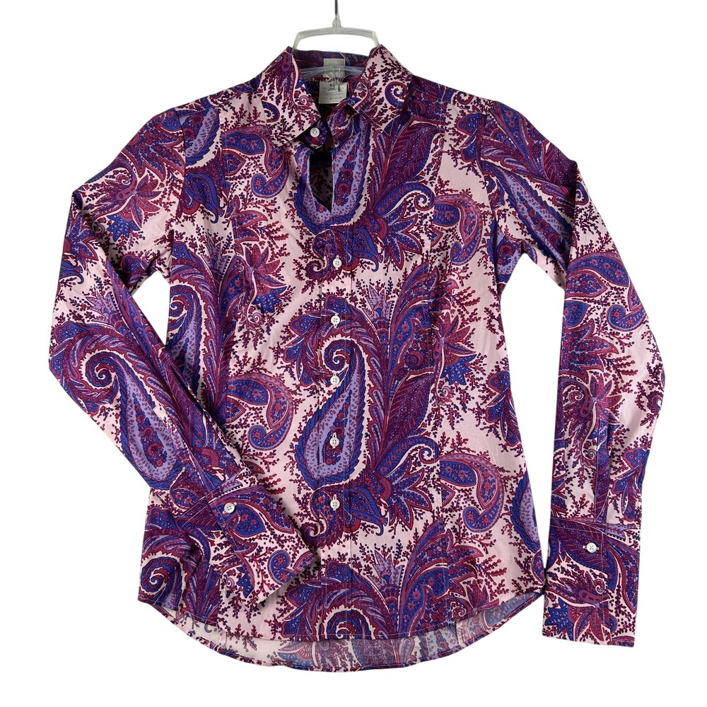 Craig Taylor Button Up Shirt Womens XS Grace Paisley Long Sleeve Stretch USA